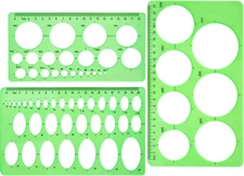 Hestya Circle Template 3 Pieces Plastic and Oval Templates Clear Green 