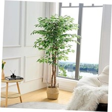 Artificial Ficus Tree with Sturdy Nursery Pot, 5FT Faux Silk Ficus Green(5ft)