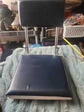 vintage blue and white vinyl folding stadium seat