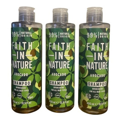 Faith In Nature Avocado Shampoo 13.5oz 400ml Vegan Natural 3 Pack