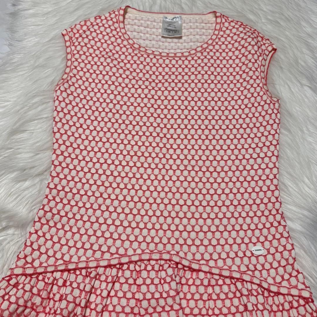 CHANEL Authentic Decorated Honeycombsleeveless Dr… - image 5