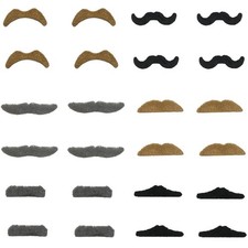 24 Pieces Fake Mustaches Beard, Self Adhesive Costume Accessories Brown