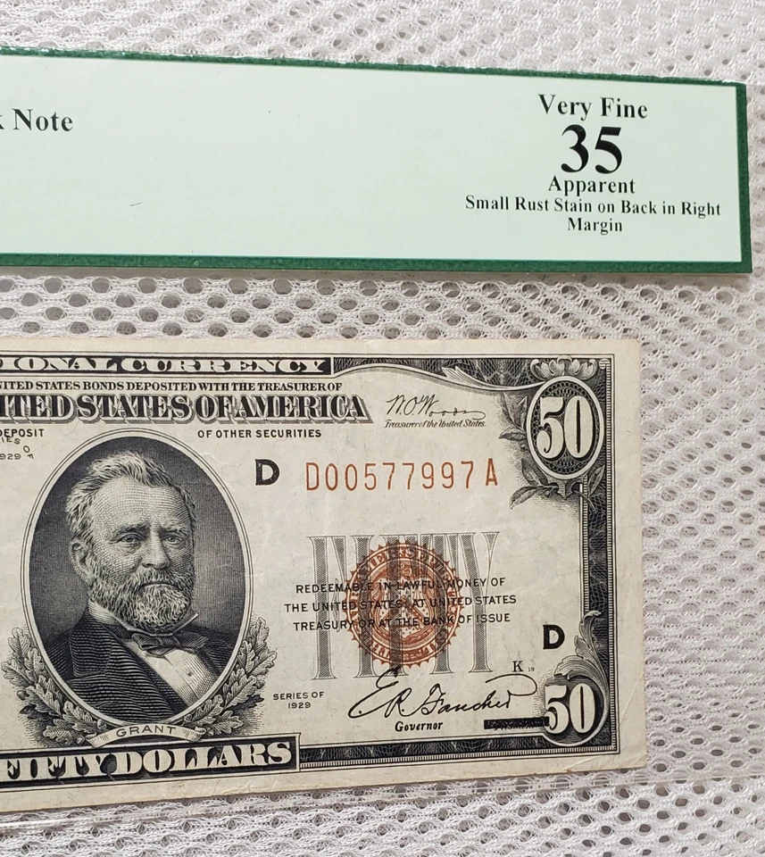 1929 $50 National Currency Brown Seal Banknote FRB of Cleveland, OH PCGS VF 35 - Image 4 of 4