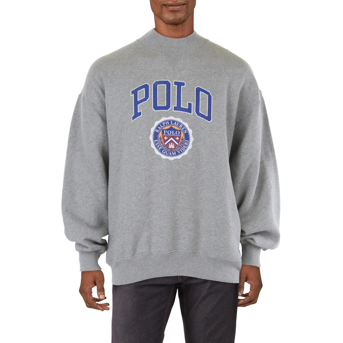 Мужская хлопковая толстовка Polo Ralph Lauren серого цвета с логотипом Loungewear L BHFO 1206