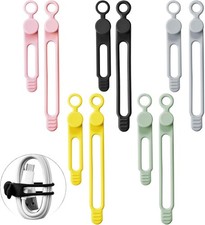 10Pcs Silicone Cable Ties Reusable Cord Organizers for Earphones, Chargers, PC