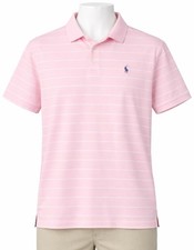 New Mens Polo Ralph Lauren Performance Pink White Stripe Polo Shirt XL