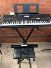 Yamaha PSR E463 Keyboard, with stand, stool, headphones & stereo bar speaker