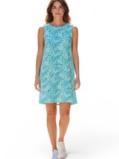 MAHI GOLD Ryder Dress Blue-Teal White Sleeveless Round neck M