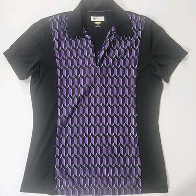 Greg Norman Collection Golf Top Womens Small Purple Black Play Dry Technology