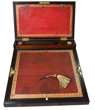 Regency Bi-fold Writing Slope with Secret Drawers, Inkwells & Key