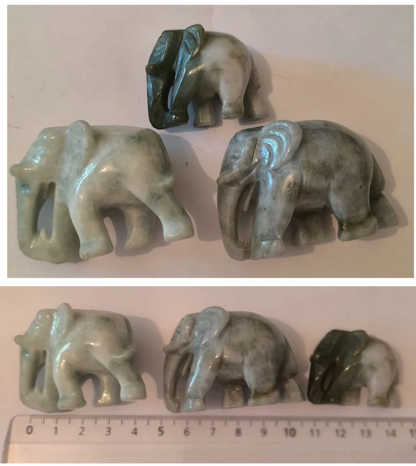 Lot de trois éléphant en jade - Photo 1/1