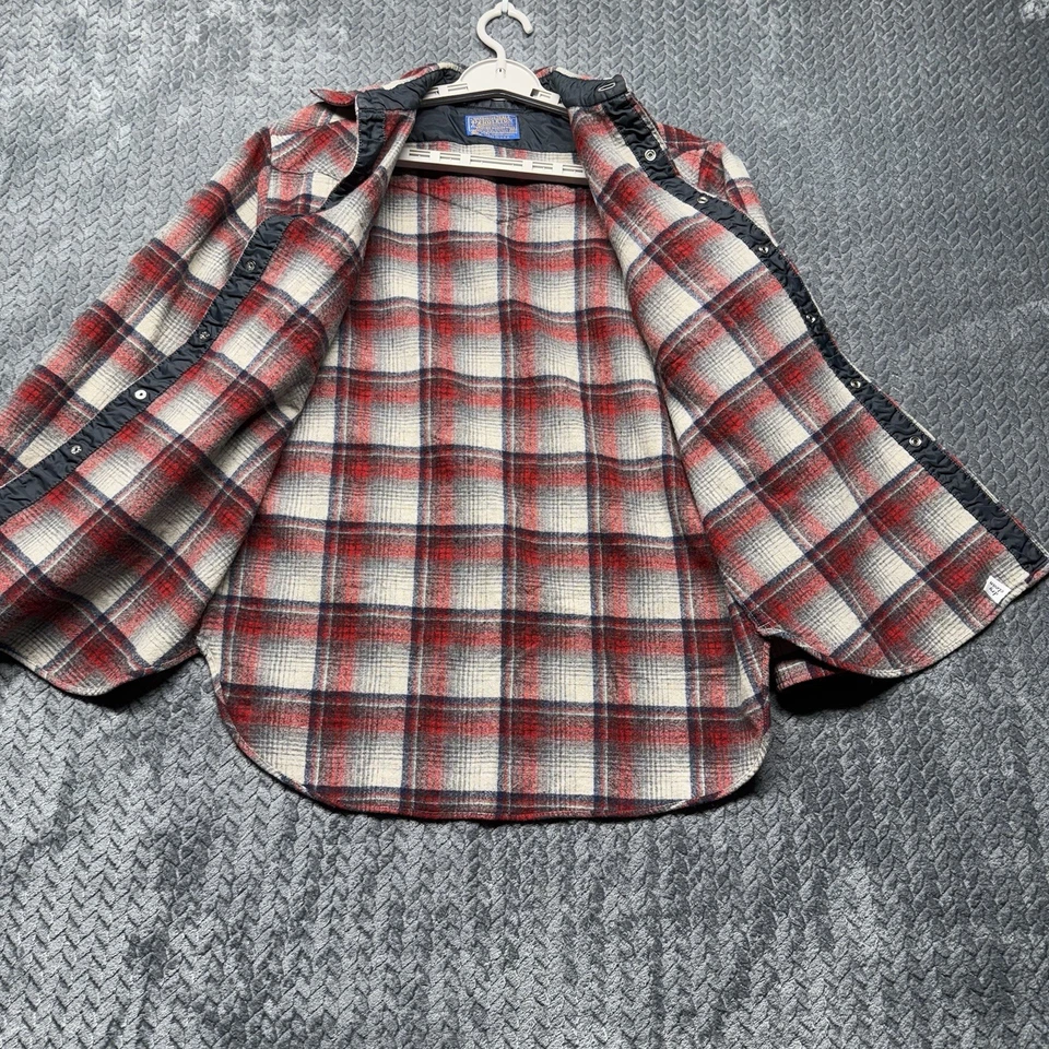 VTG Pendleton Shirt Men M High Grade Western Wear Wool Pearl Snap Red Plaid USA - Image 4 of 4