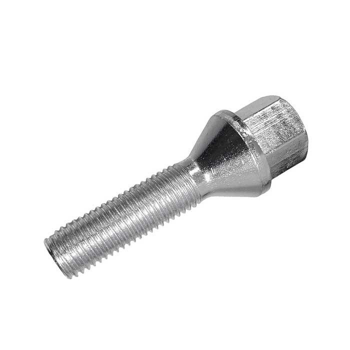 1x Silver Wheel bolt M12x1,5 tapered 60° for Skoda, Citigo, E-Citigo