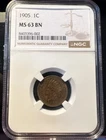 1905 Indian Head Cent | NGC MS63BN