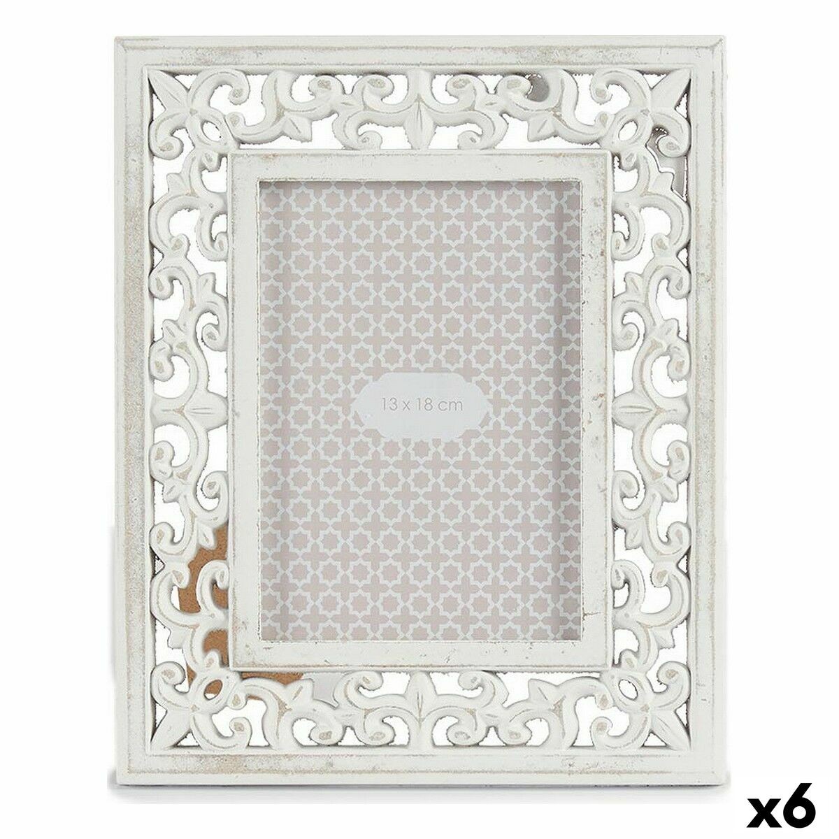 Marco de Fotos Gift Decor Blanco Madera Cristal Madera de eucalipto [6 Unidad