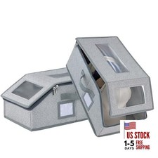 2 Pack Hat Boxes for Women and Men Storage,Fitted Perfect Curve Hats Grey 2pcs