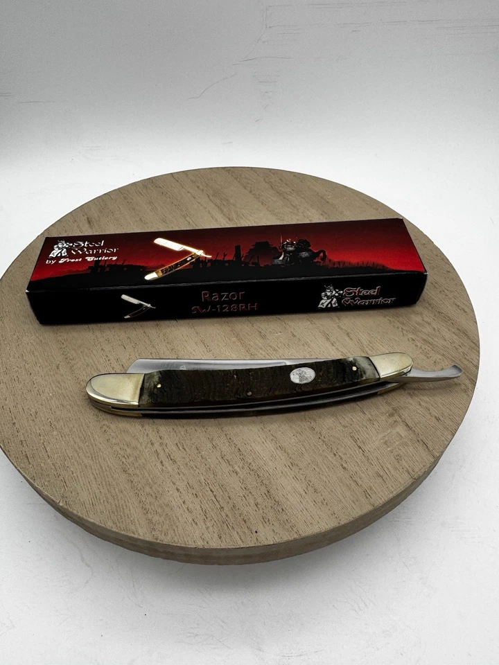 Steel Warrior Razor SW-128RH 5.5” Closed Knife Ram Horn Handle **NIB** - Image 2 of 4