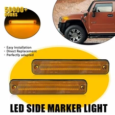 2x LED Side Marker Light Front Set Amber For 2003-09 HUMMER H2 Pickup 25952319 E