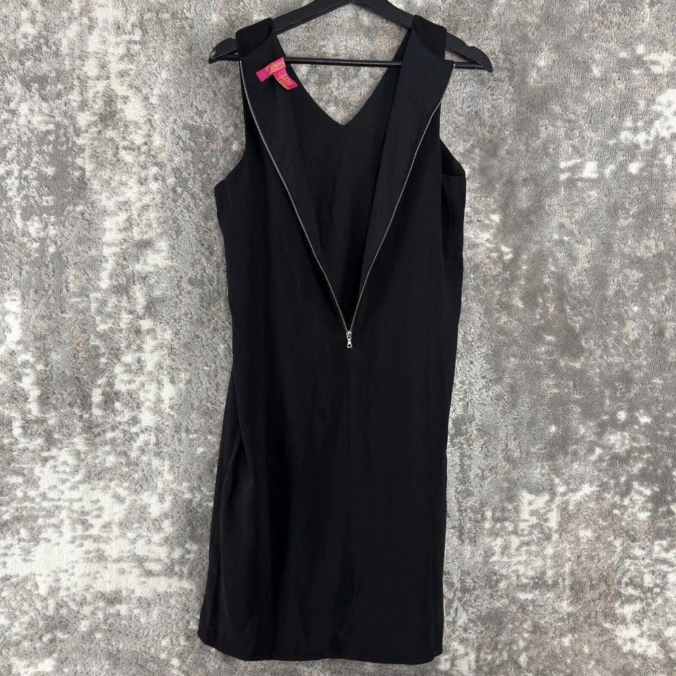 Vestido Cathrine Malandrino tamanho 8 sem mangas gola V comprimento do joelho preto com zíper - Imagem 4 de 4