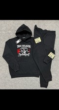 True Religion Men's Black Tracksuit Set Hoodie  Pants Size XL