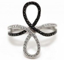 Treated Black Sapphire  Topaz 925 Solid Sterling Silver Ring Sz 8