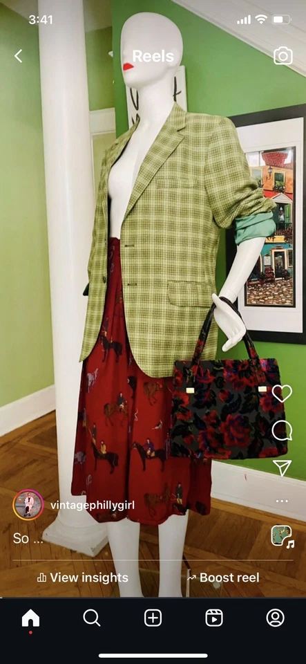 Винтажная Новинка Юбка для Конных Лошадей 40-х Охота Очень R Lauren J.G.HOOK 6 S - Изображение 3 из 4