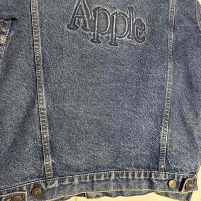 RARE Vintage Apple Computer Denim Jean Jacket Size Small Embossed