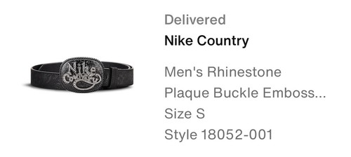 Nike Country Herren Strass Plakette Schnalle geprägter Ledergürtel klein IN HAND