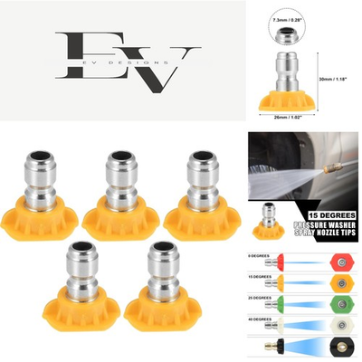 #ad Durable 15° Spray Nozzle Tips for Pressure Washers – 1 4 Quick Connect 5 Pcs $16.99