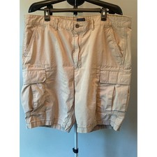 Levi Strauss Two Horse Brand Mens 42 Cargo Shorts Beige Khaki Ripstop Cotton EUC