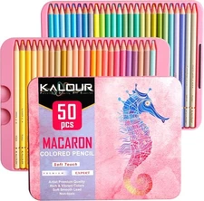 KALOUR Macaron Pastel Colored Pencils,Set of 50 Count (Pack 1), Multicolor 