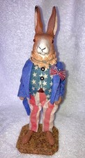 Folk Art EASTER RABBIT BUNNY Patriotic UNCLE SAM CANDY CONTAINER Figure