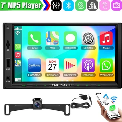 YUANTING 7" Doble 2Din Touch Screen Stereo Bluetooth Radio Car Apple/Android Carplay GPS