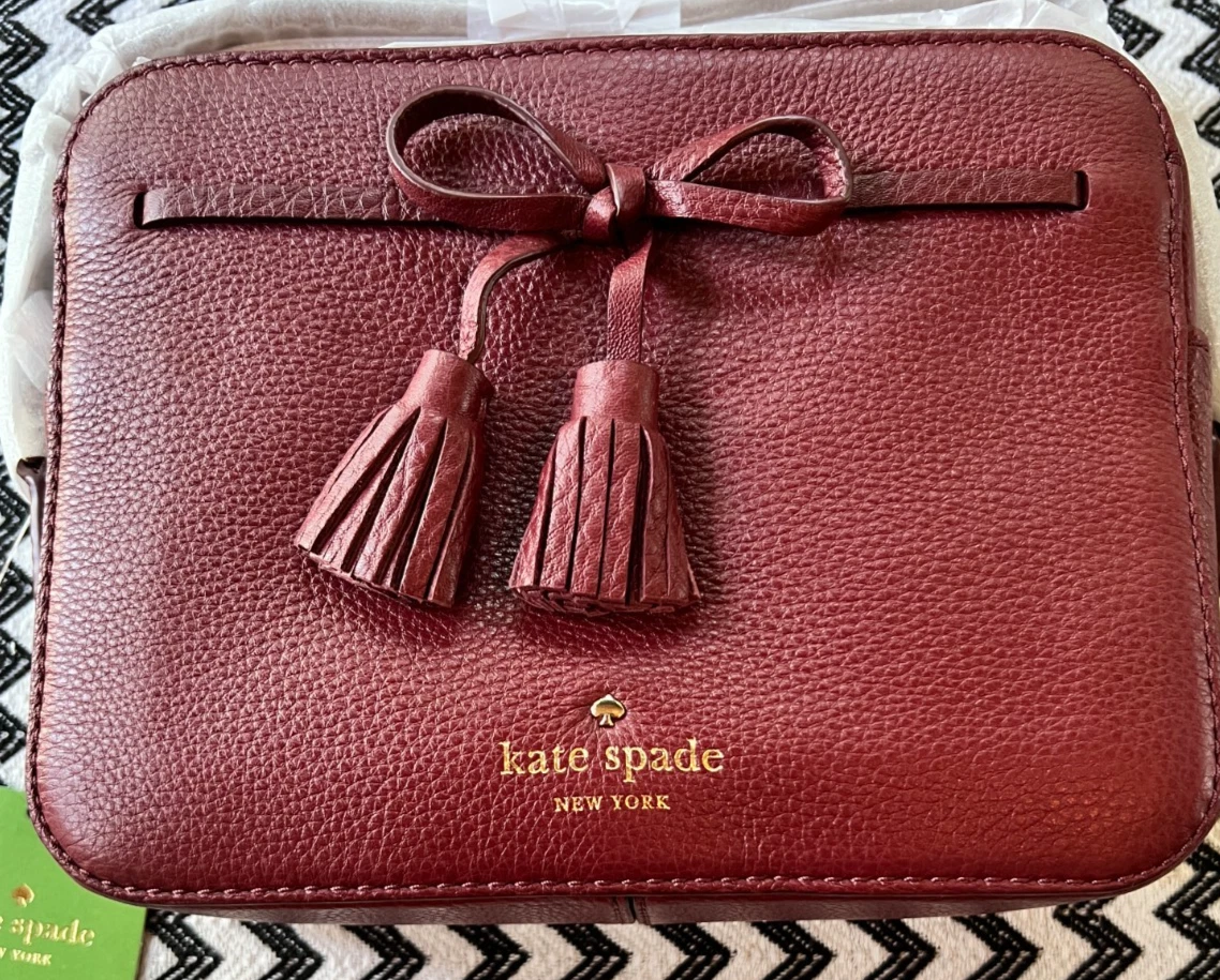 Borsa a tracolla Kate Spade NY Hayes Siena in pelle con fiocco NUOVA con sacchetto antipolvere