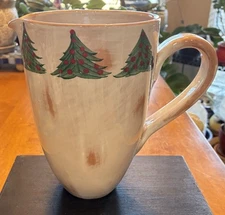 Marco E Christina Christmas Tree Stoneware Pottery Glazed Pitcher