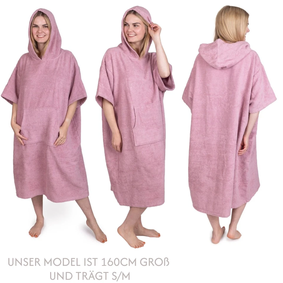 Frottee Badeponcho Damen Herren Strandponcho 100% Baumwolle Surf Poncho Kapuze - Bild 4 von 4
