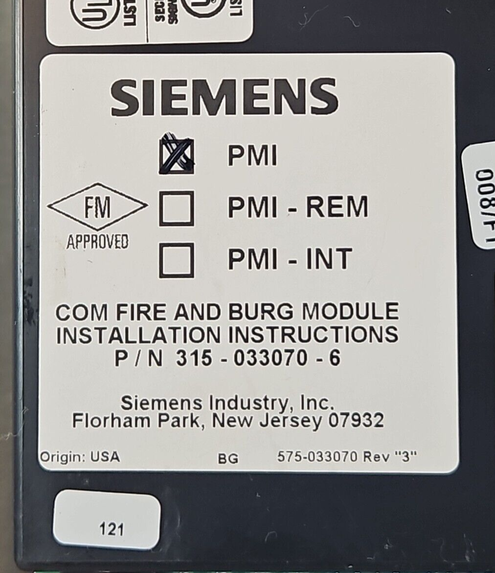 Siemens 315-033070-6 PMI Fire Finder Control Panel (BIN631) | eBay