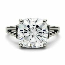 4.50 Ct White Cushion Diamond Simulated Anniversary Wedding Ring 14K White Gold