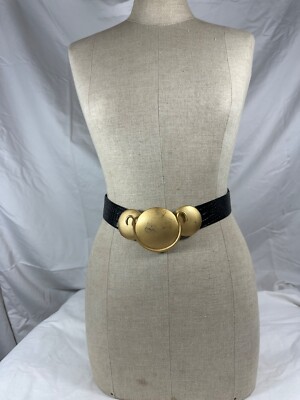 Genuine vintage ladies ALEXIS KIRK black leather belt with  display picture 3