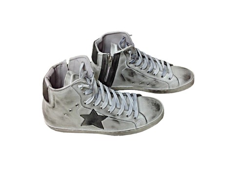 scarpe sneakers uomo stivaletto pelle bianca stella grigia sfumato  occhielli | eBay