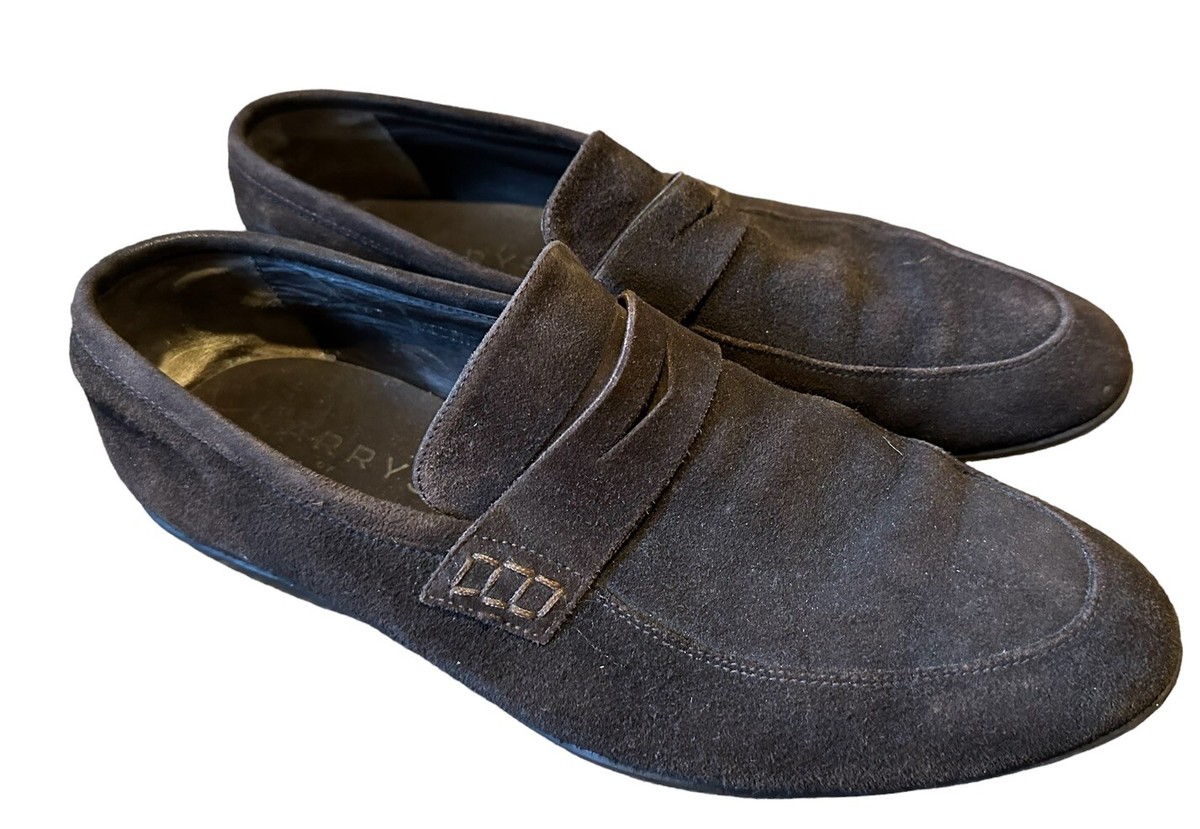 Harry’s of london Wilson II suede dark brown loafers. Reiss Harrys Of London Suede Penny Loafers in Dark Brown - REISS main image 2