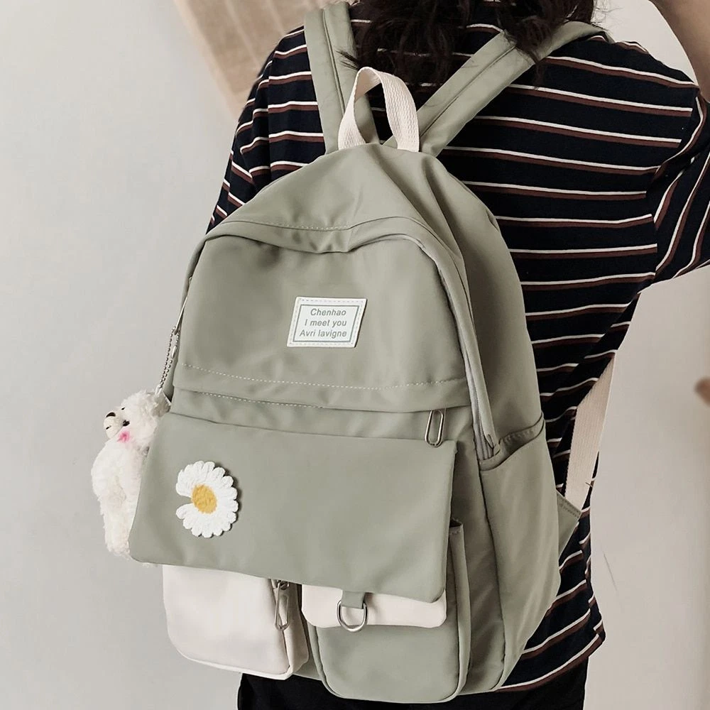 College Student Backpack Cute Nylon School Book Bag Travelling 29 14 43 CM Blue