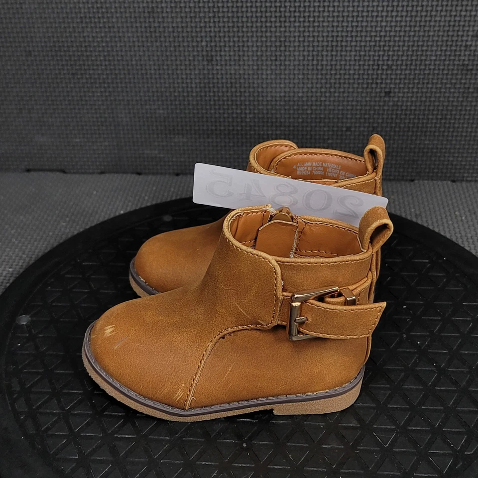 Botas con hebilla The Childrens Place para niños pequeños talla 4 marrón con cremallera lateral Foto 3 de 4