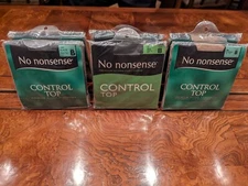3 No Nonsense Control Top Pantyhose 100% Nylon Leg  Tan & 2 Off Black B Up To 6'