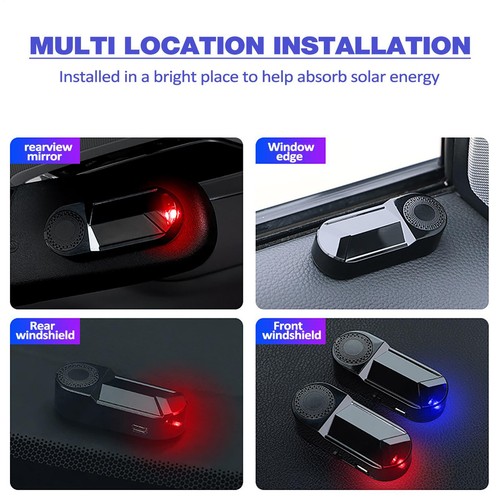 Alarme Voiture Avertissement Flash Solaire Lumière LED Faux Système de Sécurité Anti-Voleur - Photo 4/14