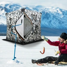 NEW 2 Person Ice Lake Fishing Shelter Pop-Up Insulated Tent w/ Carry Bag