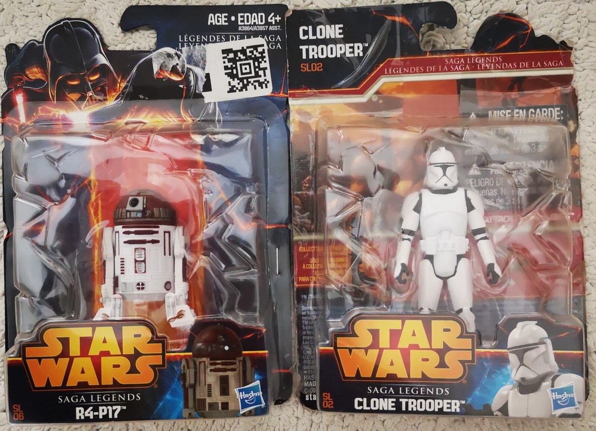 Star Wars Saga Legends 2013 Hasbro Clone Trooper(SL02)+R4-P17(SL06