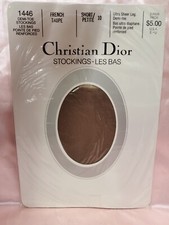 2 Pr Vtg Christian Dior Thigh High Garter Stocking 10 Petite/Short FRENCH TAUPE