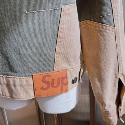 SUPREME 2tone paneled denim jacket mens size S shipped from Japan