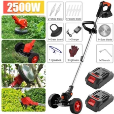 2500W Cordless Weed Eater Electric Brush Cutter Lawn Edger Grass String Trimmer